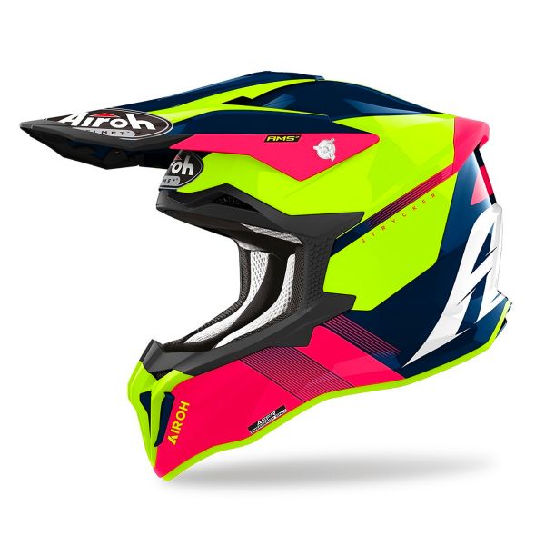 Casque Cross Airoh Strycker Blazer Blue Pink Matt