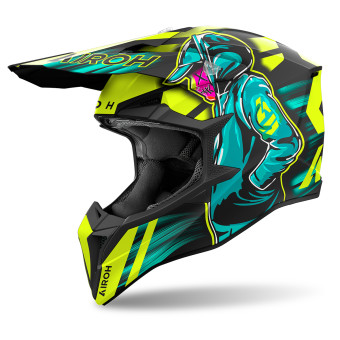 Casque Cross Airoh Wraaap Cyber Yellow Matt