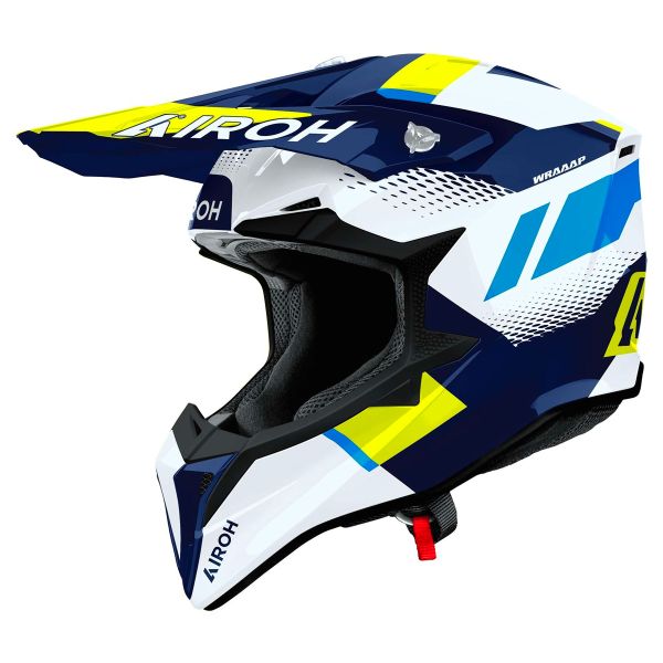 Casque Cross Airoh Wraaap Vision Yellow Blue Gloss