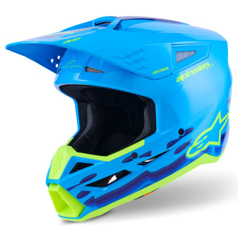 Casque Cross Alpinestars S-M3 Force Cyan Glossy