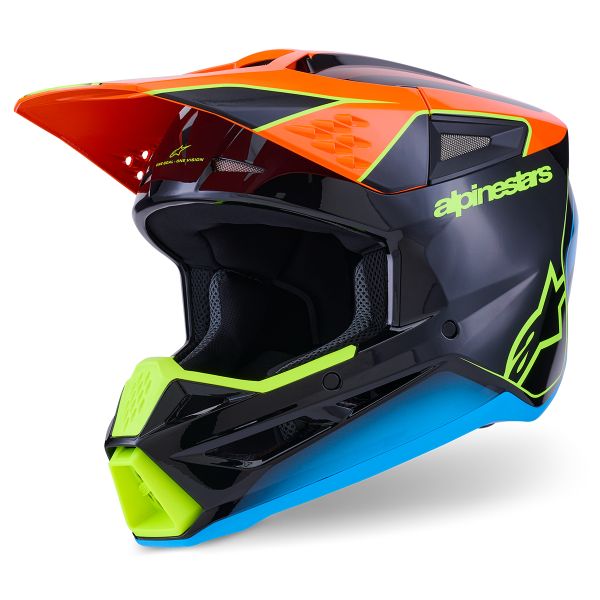 Casque Cross Alpinestars S-M3 Fray Black Orange Yellow FL G