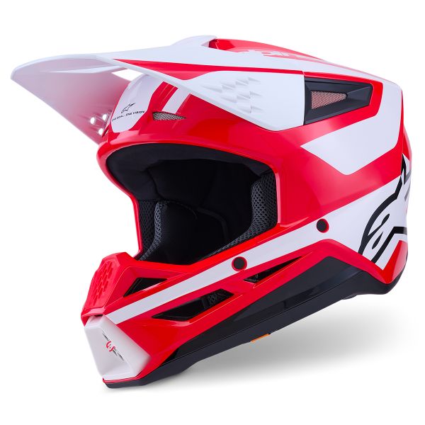 Casque Cross Alpinestars S-M3 Heat Red White Black Glossy
