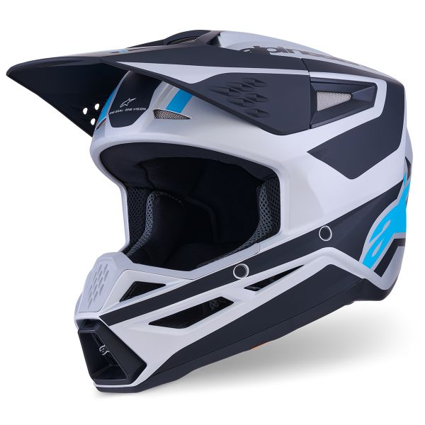 Casque Cross Alpinestars S-M3 Heat Silver Blue Black Matt