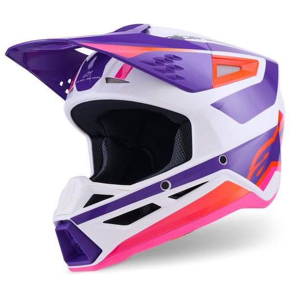 Casque Cross Alpinestars S-M3 Heat White Purple Pink Glossy