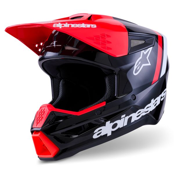 Casque Cross Alpinestars S-M3 Radium Black Red Fluo White Glossy Casque Cross Alpinestars S-M3 Radium Black Red Fluo White Glossy