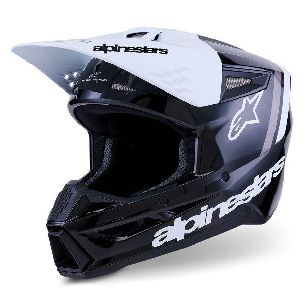Casque Cross Alpinestars S-M3 Radium Black White Gray Glossy