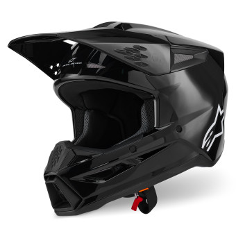 Casque Cross Alpinestars S-M3 Solid Black Glossy