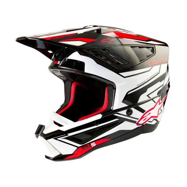 Casque Cross Alpinestars S-M5 Action 2 Black White Bright Red Casque Cross Alpinestars S-M5 Action 2 Black White Bright Red
