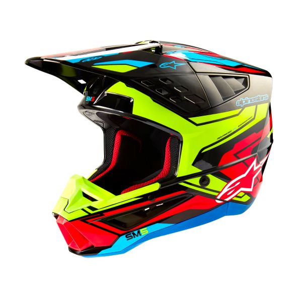 Casque Cross Alpinestars S-M5 Action 2 Black Yellow Fluo Bright Red Casque Cross Alpinestars S-M5 Action 2 Black Yellow Fluo Bright Red