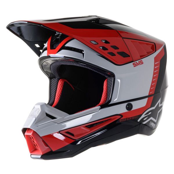 Casque Cross Alpinestars S-M5 Beam Black Grey Red