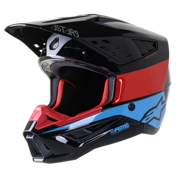 Casque Cross Alpinestars S-M5 Bond Black Red Cyan