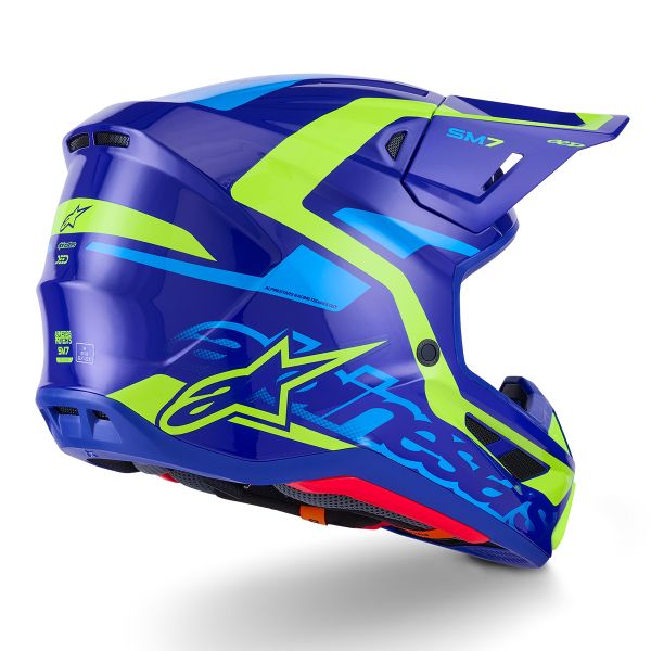 Alpinestars S-M7 Deed Blue Yellow Fluo Glossy