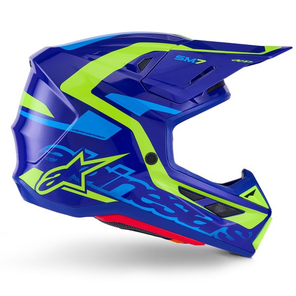 Alpinestars S-M7 Deed Blue Yellow Fluo Glossy