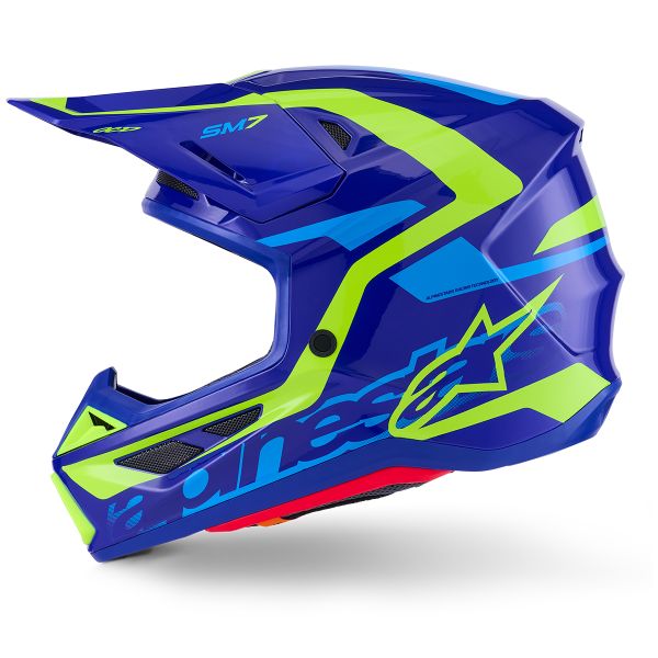 Alpinestars S-M7 Deed Blue Yellow Fluo Glossy