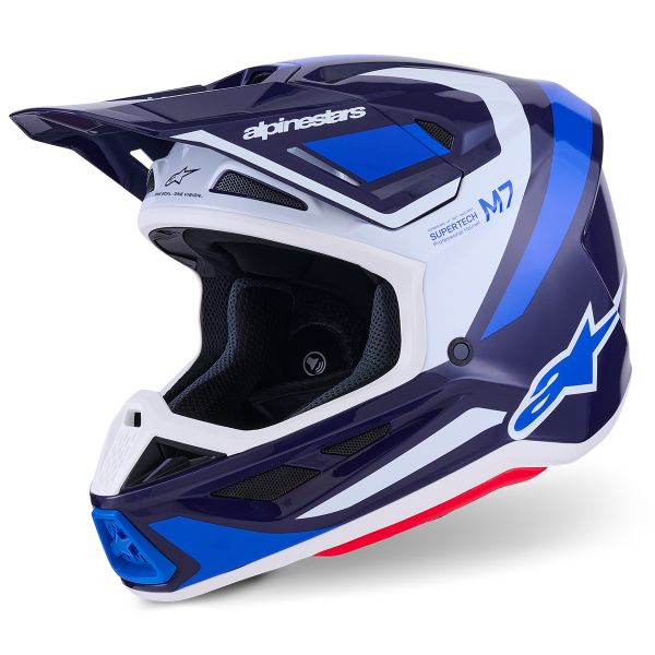 Casque Cross Alpinestars S-M7 Rise Blue White Glossy Casque Cross Alpinestars S-M7 Rise Blue White Glossy