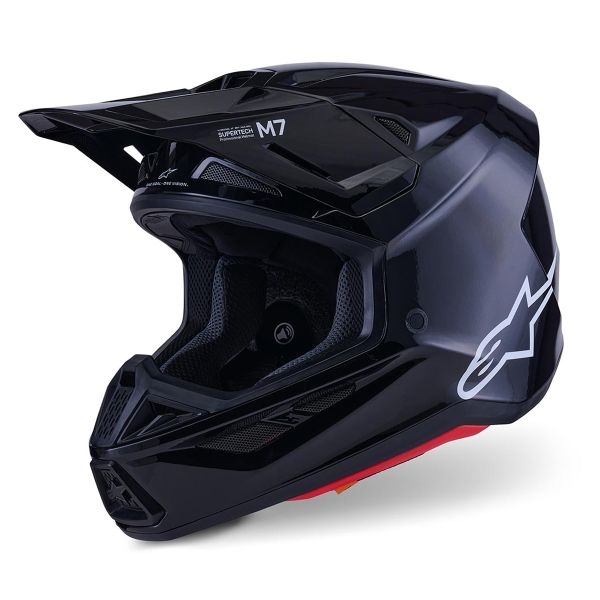 Casque Cross Alpinestars S-M7 Solid Black Glossy