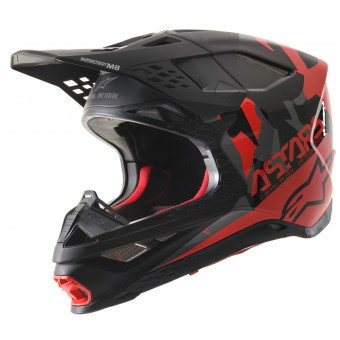 Casque Cross Alpinestars S-M8 Echo Black Grey Red Fluo