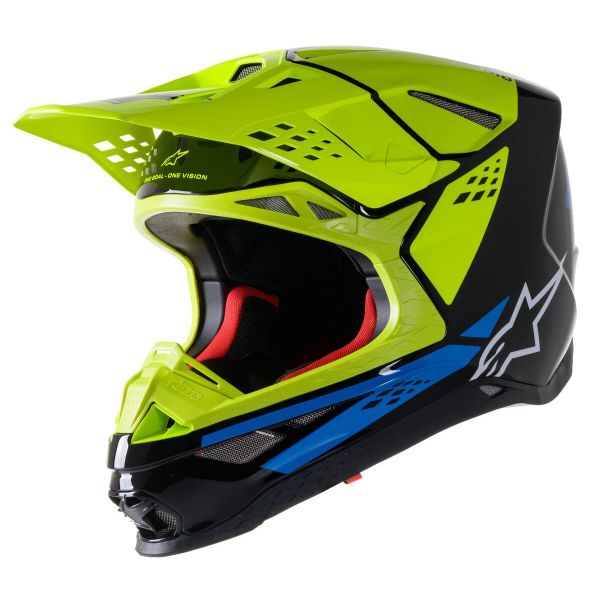 Casque Cross Alpinestars S-M8 Factory Black Yellow Fluo Blue Casque Cross Alpinestars S-M8 Factory Black Yellow Fluo Blue