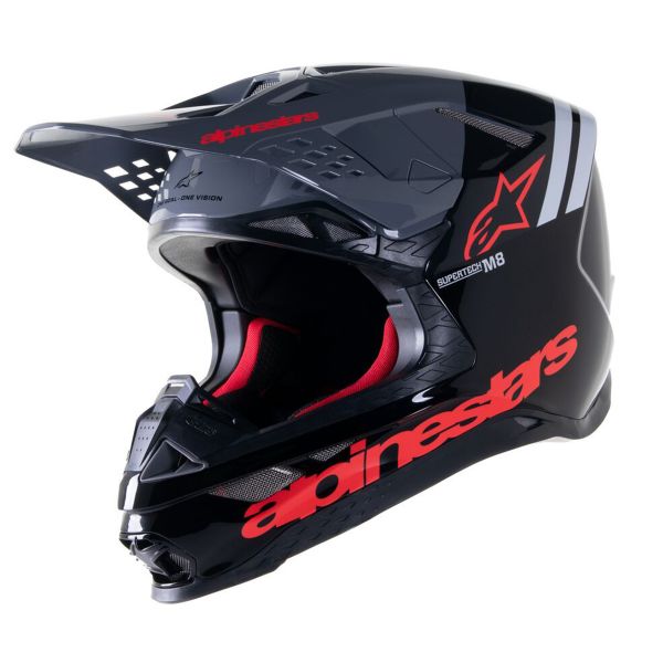 Casque Cross Alpinestars S-M8 Radium 2 Black Neon Red