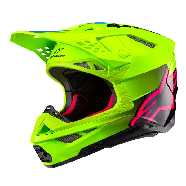 Casque Cross Alpinestars Supertech S-M10 Unite Yellow Fluo Black Diva Pink