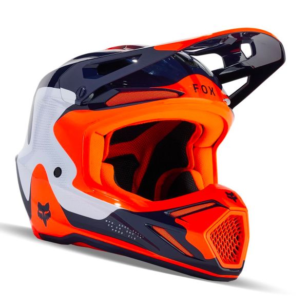 Casque Cross FOX V3 Revise Navy Orange Casque Cross FOX V3 Revise Navy Orange