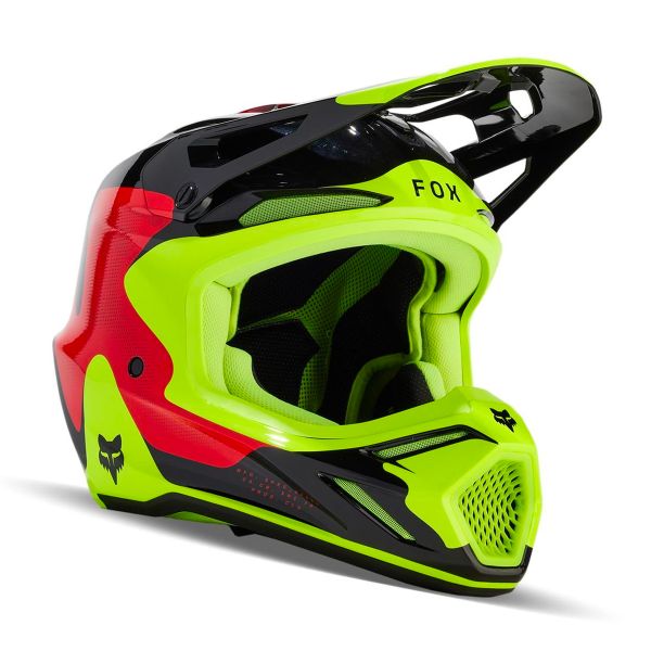 Casque Cross FOX V3 Revise Red Yellow