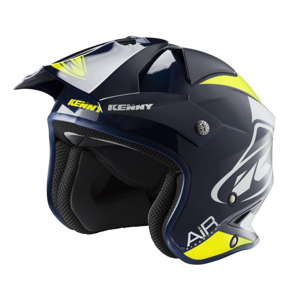 Casque Jet Kenny Trial Air Graphic Navy Neon Yellow