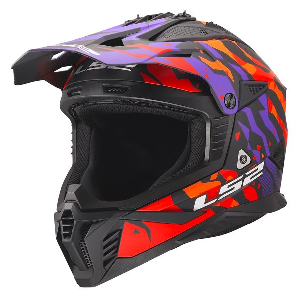 Casque Cross LS2 Fast II Grotesk Purple Orange MX708