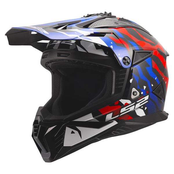 Casque Cross LS2 Fast II Grotesk White Blue Red MX708