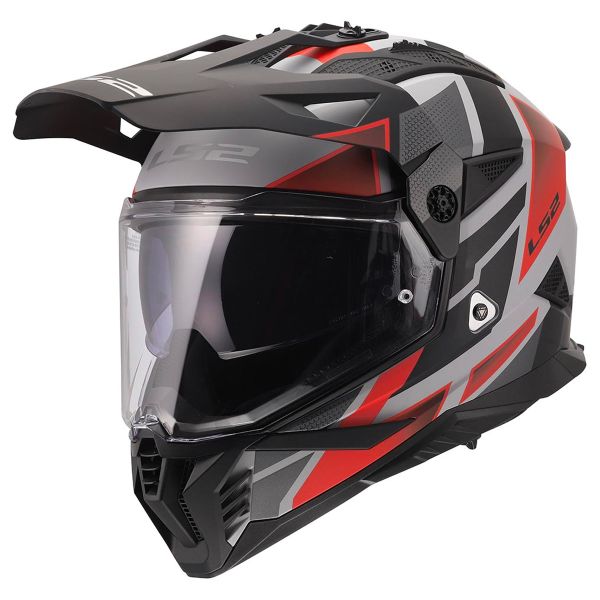 Casque Cross LS2 Pioneer II Block Grey Red MX702