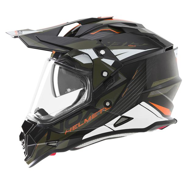 Casque Cross NOX N312 Track Kaki Shiny Orange