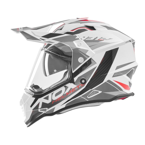 Casque Cross NOX N312 Track White Shiny Red