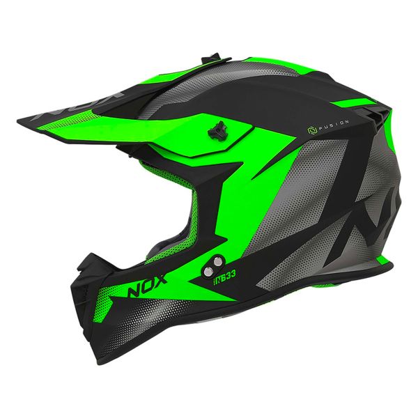 Casque Cross NOX N633 Fusion Matt Black Neon Green
