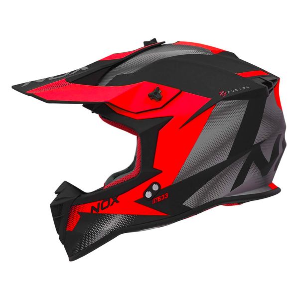Casque Cross NOX N633 Fusion Matt Black Red
