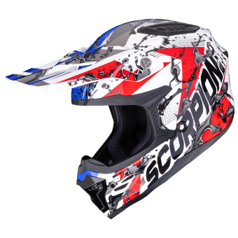 Casque Cross Scorpion Smx-10 Gasoline White Red Blue