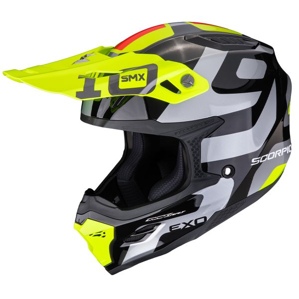 Casque Cross Scorpion Smx-10 Leap Black Silver Neon Yellow