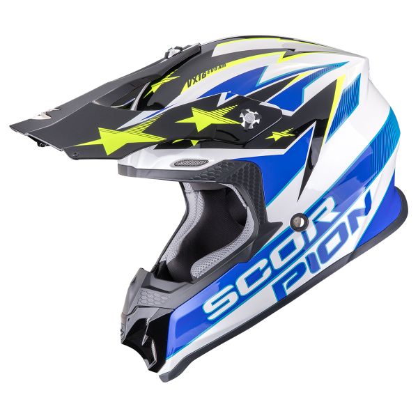 Casque Cross Scorpion VX-16 Evo Air Patriot White Blue Yellow Casque Cross Scorpion VX-16 Evo Air Patriot White Blue Yellow