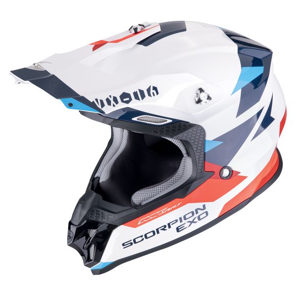 Casque Cross Scorpion VX-16 Evo Air Rod White Red Blue Casque Cross Scorpion VX-16 Evo Air Rod White Red Blue