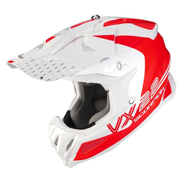 Casque Cross Scorpion VX-22 Air Ares White Fluo Red