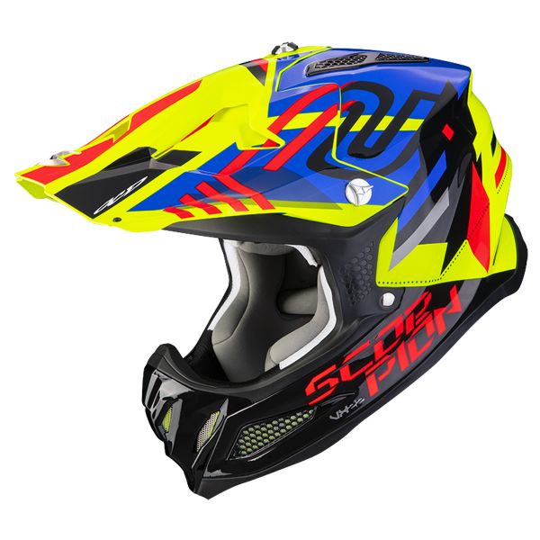 Casque Cross Scorpion VX-22 Air Neox Yellow Fluo Blue Red