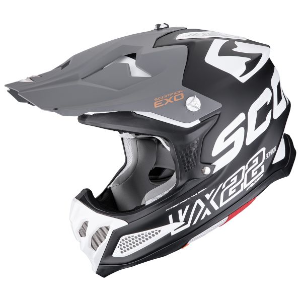 Casque Cross Scorpion VX-22 Air Updown Matt Black White Grey