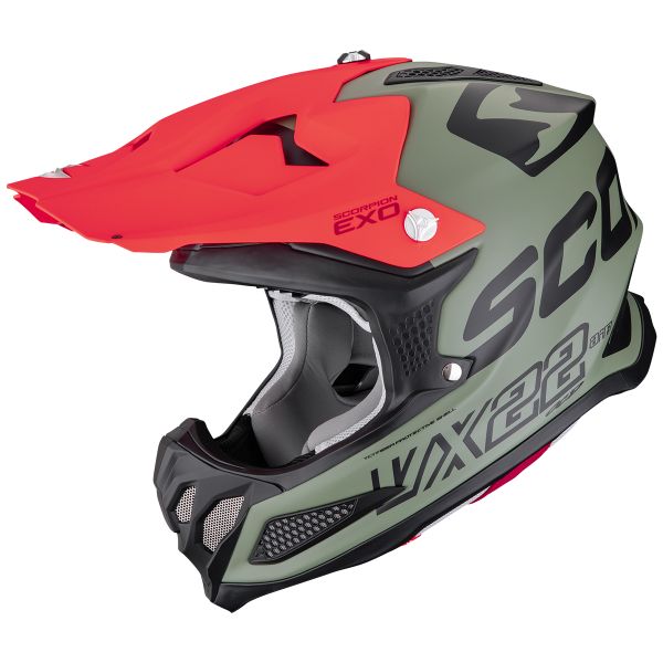 Casque Cross Scorpion VX-22 Air Updown Matt Green Black Red Casque Cross Scorpion VX-22 Air Updown Matt Green Black Red