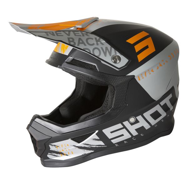 Casque Cross SHOT Furious Draw Orange Grey Matt