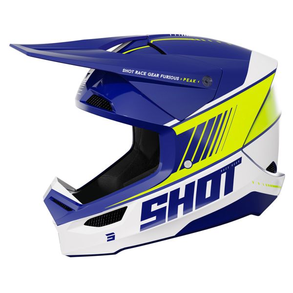 Casque Cross SHOT Furious Peak Blue Neon Yellow Glossy