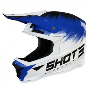 Casque Cross SHOT Furious Versus White Blue Enfant