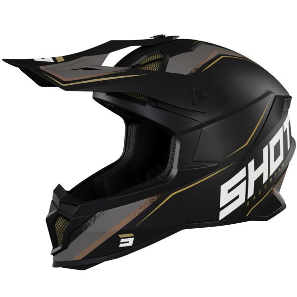 Casque Cross SHOT Lite Prism Black Gold Matt