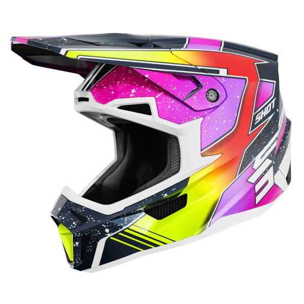 Casque Cross SHOT Lite Racing Blue Neon Yellow Pearly 2.0