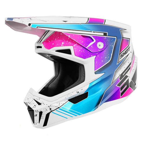 Casque Cross SHOT Lite Racing White Pink Pearly 2.0