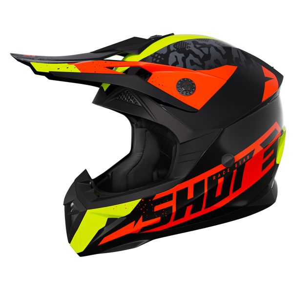 Casque Cross SHOT Pulse Airfit Black Neon Yellow Orange Glossy