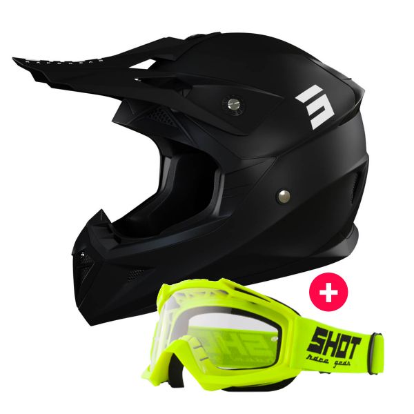 Casque Cross SHOT Pulse Matt Black + Assault Neon Yellow